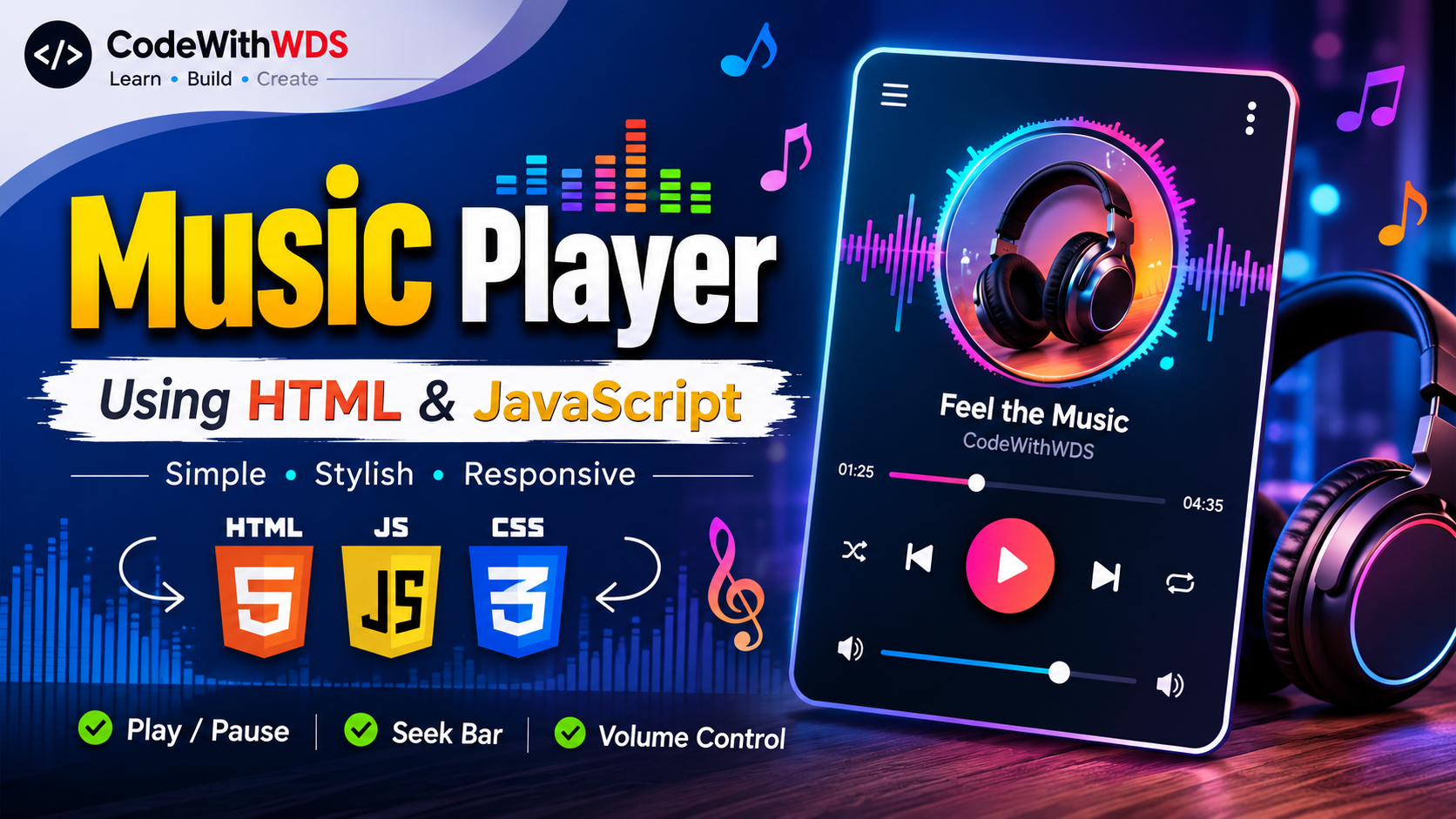 Make music player using HTML CSS and JAVASCRIPT